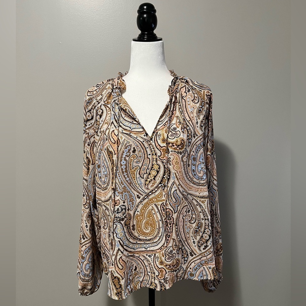 Tamara H Boho Ruffled Collar Long Sleeve Paisley Blouse